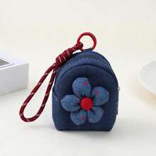 Cute Denim Mini Coin Purse, 3D Flower Decor Zipper Wallet, Portable Keychain Pouch, Small Earphone Storage Bag For Women Girls Gift - Multicolor - View 7