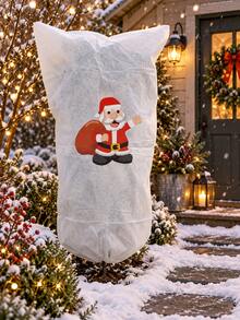 Christmas Plant Frost Protection Cover, Reusable Non-Woven Plant Winter Jacket Bag With Drawstring, Reindeer Tree Snowman Santa Pattern Plant Protecting Bag For Outdoor Garden Pots, 4 Styles Available - Multiple Styles - View 1