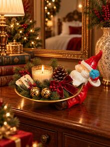 1pc Christmas Santa Claus Resin Decorative Tray, Funny Santa Serving Tray With Gift Design, Holiday Tabletop Organizer For Candles, Jewelry, Keys, Candy, Christmas Home Decor, Living Room, Entryway, Party Decoration, Xmas Gift - Multicolor - View 6