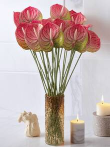 1/3/5pcs Artificial Lily Buds (Yellow-Red), Suitable For Wedding, Office, Party, Hotel, Home Tabletop Decoration - Yellow Red - View 1