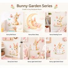 Watercolor Rabbit & Butterfly Wall Stickers, Cute Rabbit & Floral Vinyl Decals, Removable Wall Art Decor For Kids Room, Living Room, Spring Easter Home Classroom Nursery - BM215A - View 9