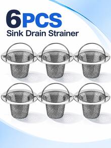 Stainless Steel Sink Strainer With Handle, Fine Mesh Filter Basket, Anti-Clogging Easy-To-Clean Debris Collector, Reusable Filter Basket For Kitchen And Bathroom Sinks, Practical Year-Round Home Accessory - Silver - View 12