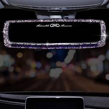 1pc Eye-Catching Car Rearview Mirror Decor Cover, Creative Personalized Cute Rhinestone Car Interior Decoration, Artificial Diamond Reverse Mirror Ornament, Universal Fit For Most Car Models, Gift For Women - General - View 22