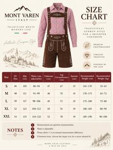 Red Gingham Cotton Shirt Oktoberfest Style - Burgundy Plaid - View 2