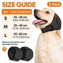 2pcs Dog Ear Covers, Noise Protection, Suitable For Anxiety, Hematoma And Grooming Care, Adjustable Non-Shaking Comfortable Quiet Dog Calming Headband Hair Wrap (Grey) - Dark Grey - View 2