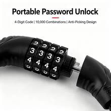 1pc Bicycle 4-Digit Combination Cable Lock, Portable Digital Combination Lock, Multi-Purpose Cycling Bike Lock - Multicolor - View 5
