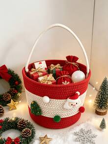 1pc Exquisite Christmas Desktop Storage Basket, Perfect For Christmas Decorations, Christmas Gifts, Home Supplies Storage, Christmas Decor, Home Holiday Decoration, Delicate Holiday Gift - Multicolor - View 8