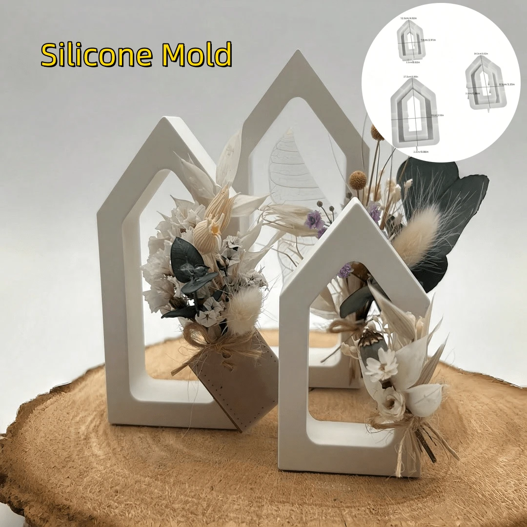 SILIKE LUFEI 1pc DIY Clay Mold Large Medium Small House Plaster Ornament Resin Candle Mold Hollow House Base Silicone Mold, Suitable For DIY Handmade Crafts, Home Decor Ornament Making - Hollow House Mold - View 1