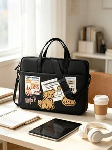 Cute Dog Print Laptop Bag, Lightweight Portable Zippered Crossbody, Laptop Storage Bag (Suitable For Office, Campus And Travel) - Multicolor - View 5