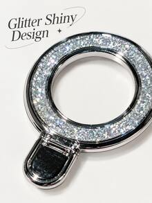 huaxunyuan Glitter Ring Holder For Phone, 360° Rotation Magnetic Finger Ring Stand, Sparkly Metal Kickstand Grip Compatible With Iphone , Desktop & Car Mount Accessory - Multicolor - View 6