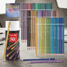 50/72 Piece Metallic Colored Pencils, Soft Core With Vibrant Color,Ideal For Drawing, Blending, Sketching, Shading, Coloring - 50 Metallic Colored Pencils - View 5