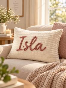 Customized Name Plush Pillowcase, Personalized Ribbed Cushion, Cute Children's Room Decor, Pajama Party Gift, Birthday Gift, Cozy Home Decor (Pillow Insert Not Included) - Multicolor - View 2