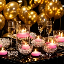 150/100/50/20/10/1pc Aromatherapy Floating Candles, Suitable For Wedding, Hotel, Birthday, Party Decoration, Floating Candles, Tea Lights, Romantic Wedding Candles, Round Table Centerpiece Decoration Candles - Floating Pink Candle - View 5