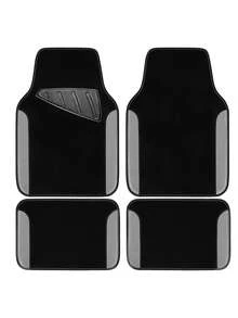 4pcs Set Patterned Car Floor Mats, Simple & Fashionable, Washable, Interior Protection, Suitable For Sedan, Hatchback And SUV, All-Season Use, Essential For Car Owners - A - View 10