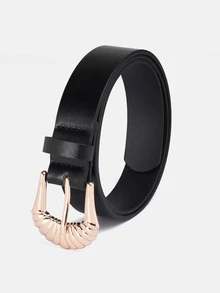 1pc/3pcs Solid Color Casual PU(Polyurethane) Women's Belt Suitable For Daily Use With Vintage Carved Buckle - A - View 2
