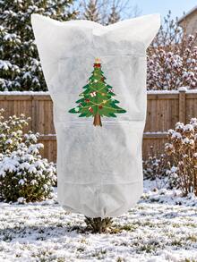 Christmas Plant Frost Protection Cover, Reusable Non-Woven Plant Winter Jacket Bag With Drawstring, Reindeer Tree Snowman Santa Pattern Plant Protecting Bag For Outdoor Garden Pots, 4 Styles Available - Multiple Styles - View 5