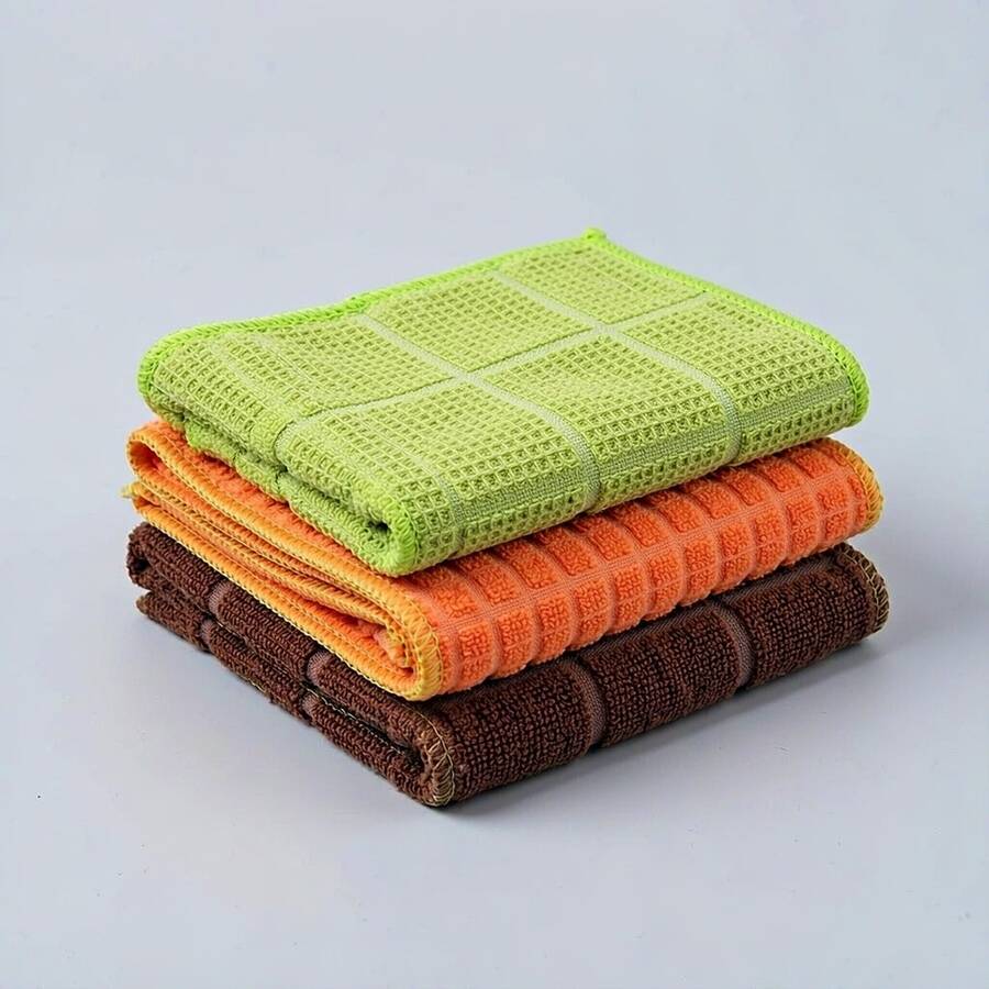 Set de 3 Trapos de Cocina de Microfibra Cuadros, Colores Vivos - Negro - Ver 1