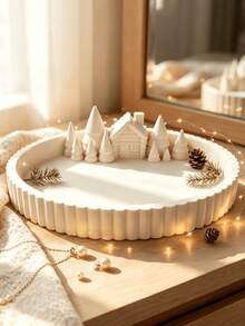 1pc Christmas Snowy Cabin Jewelry Storage Tray Tabletop Decor - Multicolor - View 3