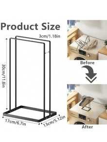Clothing And Hat Rack, Detachable Stainless Steel Storage Rack, Suitable For Adults And Children, A Space-Saving Tool For Clothing Organization And Home Storage, Bedding Storage Basket, Wardrobe Decoration, Room Decoration, Storage Accessories - Black - View 6