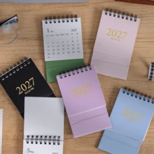 2027 Mini Desktop Calendar, Ins Minimalist Macaron Color Spiral Flip Calendar, Student Desk Office Desktop Decor Ornament, Portable Memo Planner, Highly Attractive Creative Stationery Gift, Christmas New Year Essential - 2027 - View 2