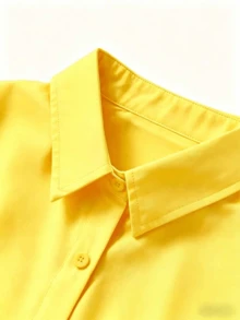 Blusa Casual De Moda Para Mujer Sólido Camisa - Amarillo - Ver 5