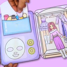 Quiet Busy Book DIY Paper Doll Dress-Up Wardrobe Craft Set For Girls, Role Play Pretend Play Princess Doll Outfit Changing Educational Handmade Toy, Birthday Holiday Gift - Multicolor - View 5
