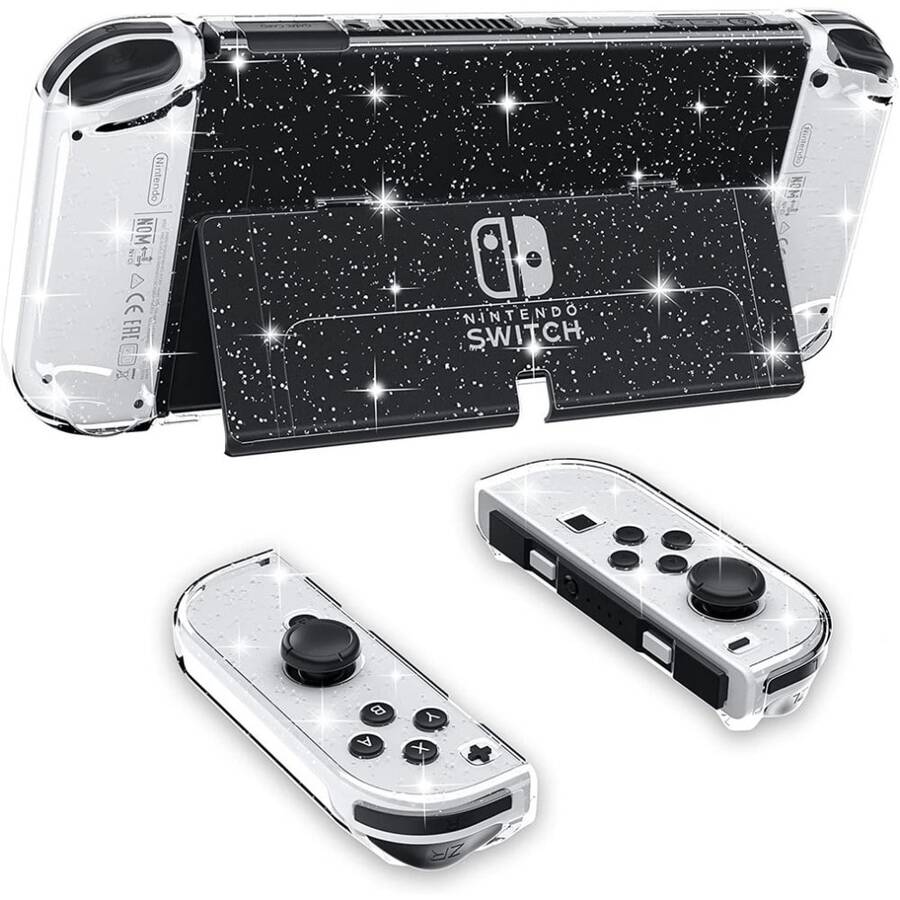 Lantu, Detachable Transparent Protective Case Compatible With Switch 2, Hard Shell Glitter Protective Case Compatible With Switch OLED - View 1