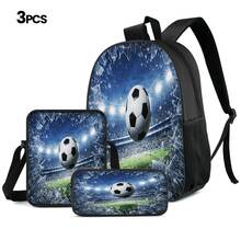 Shocking Football 2D Print 3 Pieces Backpack Set, Large Capacity Backpack With Crossbody Bag And Pencil Case, Side Elastic Mesh Pocket For Water Bottle, Wide Breathable Adjustable Shoulder Straps, Cool Visual Sports Style For Daily Commute, Travel And Leisure Storage - Printed Bag - View 10
