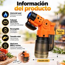 Encendedor Soplete Mini de Butano, Llama Azul Potente, Recargable y Ajustable, Ideal para BBQ, Cocina y Velas - Ver 9