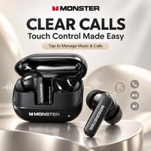 MONSTER MQT50 TWS Wireless Earbuds, Bluetooth 5.4 In-Ear Gaming Headphones, ANC Active Noise Cancellation, IPX4 Sweatproof, HiFi Stereo Deep Bass, Built-In Microphone, Touch Control, 18-Hour Battery Life, Compatible With IOS And Android, Suitable For Fitness, Music And Calls - View 6