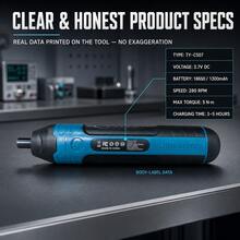 21PCS Rechargeable Electric Screwdriver Set, Cordless Type-C Screwdriver Kit With LED Light, 4-Speed Adjustable, 1300mAh Battery, Home Repair Tool - Dark Blue - View 5