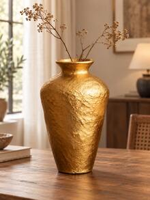 2PCS Gold Vase Set, Textured Decorative Vases, Vintage Wabi Sabi Flower Vase Set For Living Room, Entryway, Mantel, Shelf, Coffee Table, Dining Room, Dried Flowers, Housewarming Gift, Elegant Home Decor - A - View 5