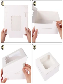 12pcs/1pc Square Window Gift Box, Suitable For Daily Festival Cake Pastry Luxury High-End Packaging Box, Holiday Party Gathering, Friend Birthday, Wedding Favor Gift Box, Halloween, Christmas, Thanksgiving Gift Packaging Bag - Multiple Styles - View 4