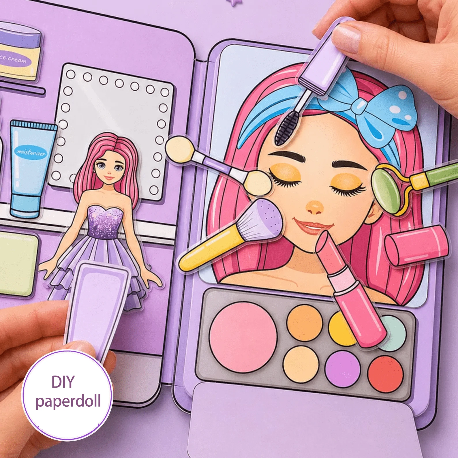 Quiet Busy Book DIY Paper Doll Dress-Up Wardrobe Craft Set For Girls, Role Play Pretend Play Princess Doll Outfit Changing Educational Handmade Toy, Birthday Holiday Gift