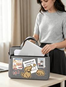 Cute Dog Print Laptop Bag,Lightweight Portable Zippered Crossbod,With Detachable Shoulder Strap,Large Capacity Office School Travel Computer Organizer - Multicolor - View 5