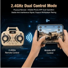 Mobil Mainan Mini Desktop Skala 1:64 dari Paduan Logam dengan Kontrol Jarak Jauh 2.4GHz, Mendukung Kontrol Koneksi Aplikasi Ponsel, Lampu Terintegrasi, Pengaturan Kecepatan, dan Fungsi Demo Otomatis, Model Truk Militer Simulasi yang Dapat Diisi Ulang, Warna Gurun dan Hijau Tentara (Opsional), Mainan Interaktif Desktop yang Menyenangkan, Hadiah Ulang Tahun untuk Anak Laki-laki, Portabel, Cocok untuk Anak Laki-laki dan Perempuan, Mainan Mobil RC, Hadiah Mainan yang Ideal untuk Anak-anak. Mainan Anak Laki-laki, Mobil Mainan Kontrol Jarak Jauh, Warna Hijau Tentara - Hijau Tentara - View 5