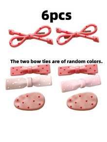6/8pcs Cute Girls Polka Dot Bow Hair Clips, Adorable Design, Suitable For Forehead Or Side Bangs, Daily Wear, Outfit Matching - Multicolor - View 8
