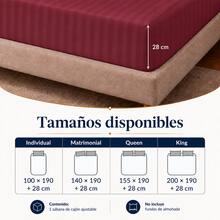 Beyoung Sábana de Cajón Fresca y Suave,Antiácaros e Hipoalergénica,Ajustable para Colchón de Hasta 30 cm,Individual/Matrimonial/Queen/King,Cómoda y Transpirable,Hecho en México - Burdeos - Ver 5