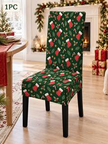 1/6pcs Christmas Chair Covers, Multicolor Assorted Christmas Socks, Reindeer, Snowman And Bell Prints, Suitable For Dining Room, Kitchen And Holiday Party Decoration - D - View 10