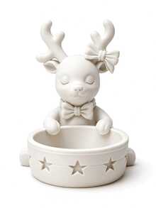 1pc 3D Printed Christmas Reindeer Jewelry Tray, Bowknot Decor, Ring Earring Necklace Storage, Desktop Ornament - Multicolor - View 7