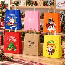 6/10 Pack Christmas Paper Gift Bags, 12 Assorted Designs Randomly Shipped, Double-Sided Holiday Gift Bags With Christmas Print & Thank You Design, Colorful Paper Shopping Bags With Handles, 16 X 22 X 8 Cm - Multicolor - View 6