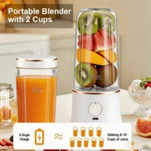 Gelas Juicer Mini, Juicer Portabel Nirkabel, Blender Ukuran Pribadi, Cocok untuk Smoothie dan Milkshake, Blender Buah Dapur Rumah, Cocok untuk Rumah dan Perjalanan. (420ML) - 420ML+420ML - View 9