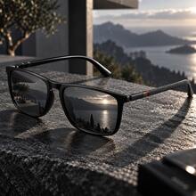 1 Pair Blue Square Frame Men's Fashion Glasses | Hot-Selling Matte Style Casual Eyewear - Multicolor - View 7