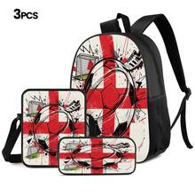 Graffiti Style Football 2D Print 3 Pieces Backpack Set Large Capacity Backpack With Crossbody Bag & Pencil Case Combination Side Elastic Mesh Pocket Water Bottle Holder Wide Breathable Adjustable Shoulder Strap Sports Fan Daily Commute Travel Leisure Storage Bag - Printed Bag - View 10
