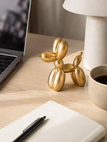 Metallic Texture Balloon Dog Sculpture, Modern Home Decor, Coffee Table Kitchen Decoration Animal Art Ornament, 2.75in Size Please Note Before Purchase - Gold - View 3