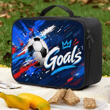 Multiple Football Theme 2D Printed Insulated Lunch Bag, Handheld Portable Lunch Storage Bag, Large Capacity Inner Lining Cold & Heat Insulation, Sports Fan Style Commute Picnic Outdoor Food Storage Bag, Multiple Colors Available - Handbag - View 6