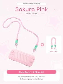 Lezhan, 2pcs/Set 1 Pink Face Cover Switch 2 Game Console Protective Case + 1 Lanyard/Wrist Strap, Suitable Compatible With Switch NS/OLED Game Console Protective Cover, Anti-Slip, Anti-Sweat, Anti-Dust, Anti-Scratch, Enhance Gaming Experience, Valentine's Day/Spring Romantic Gift - View 6