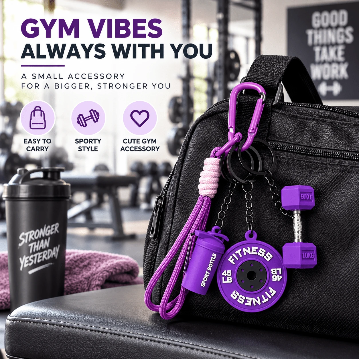 1 Set Personalized Fitness Barbell Dumbbell Keychain, Handmade Woven Gym Keychain Set Including Rope, Barbell, Dumbbell, Water Bottle, Keyring, Unisex