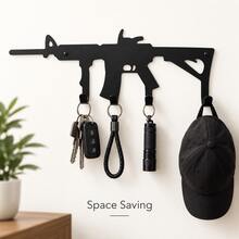 Creative Metal Wall Hook Rack, Unique Shaped Entryway Storage Rack, Space-Saving Key Holder, Suitable For Home Decor, Keys, Hats, Bags And More - Black - View 1