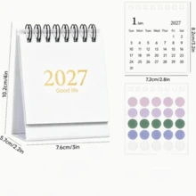 2027 Mini Desktop Calendar, Ins Minimalist Macaron Color Spiral Flip Calendar, Student Desk Office Desktop Decor Ornament, Portable Memo Planner, Highly Attractive Creative Stationery Gift, Christmas New Year Essential - 2027 - View 6